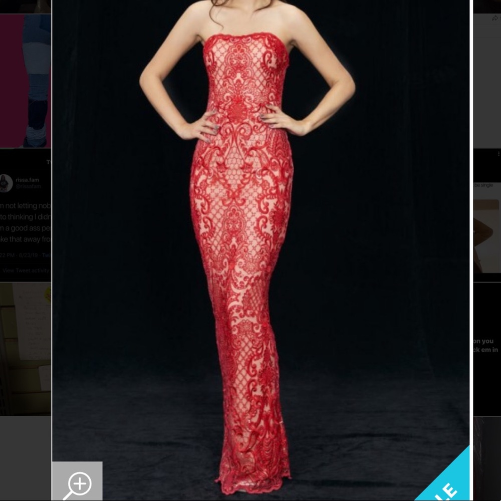 Red Angela and Alison prom dress